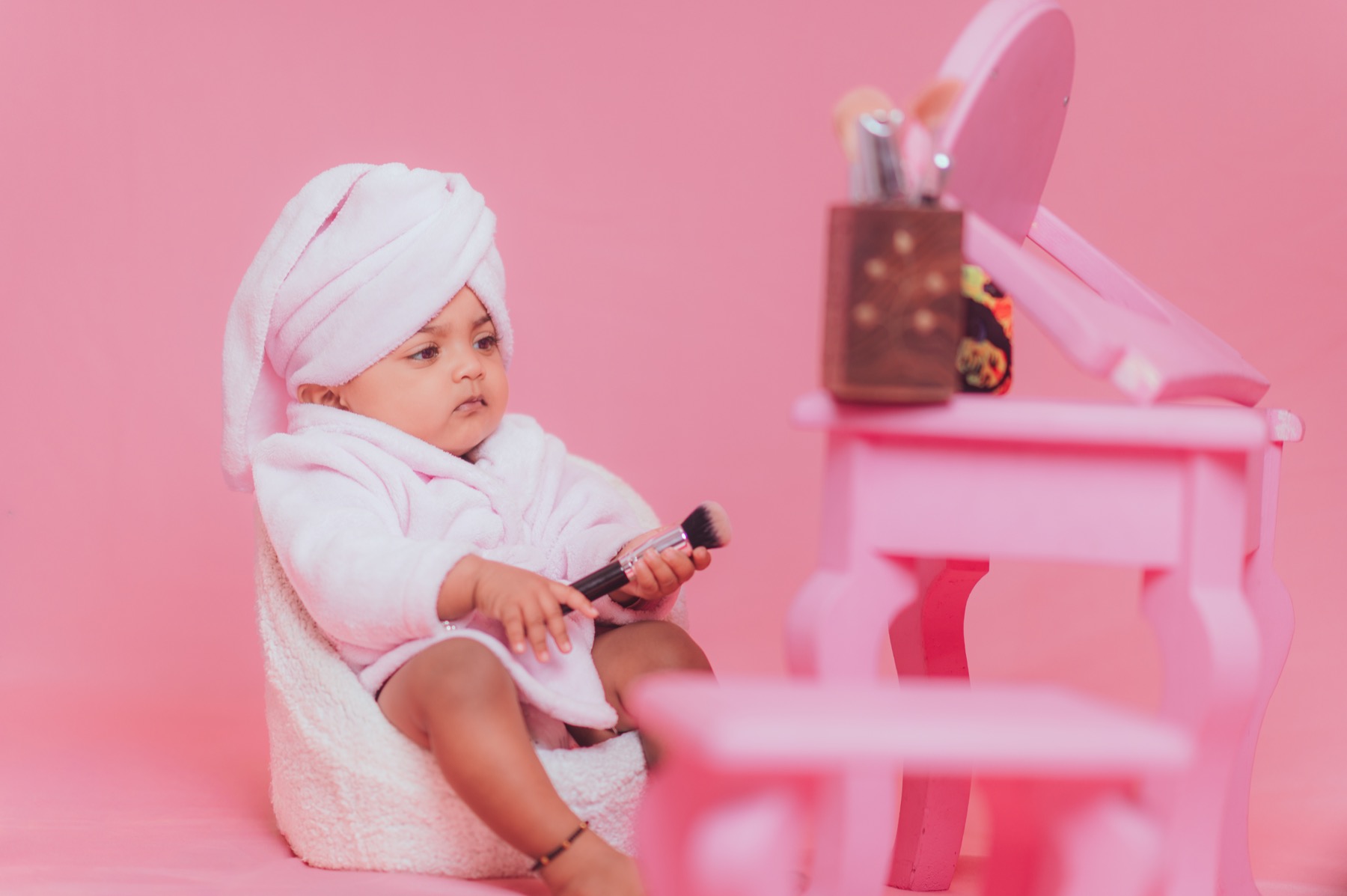 Baby shoot pink studio setup